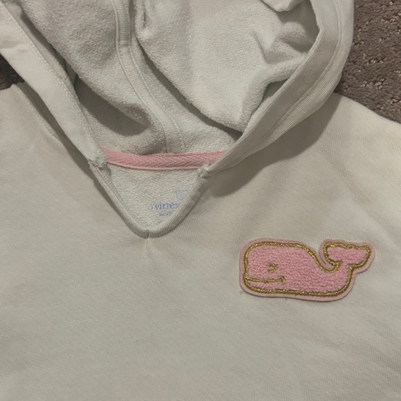 NWOT Girls Vineyard Vines Kids Cream Hoodie with Pink Whale Patch. Size Small - Picture 2 of 14